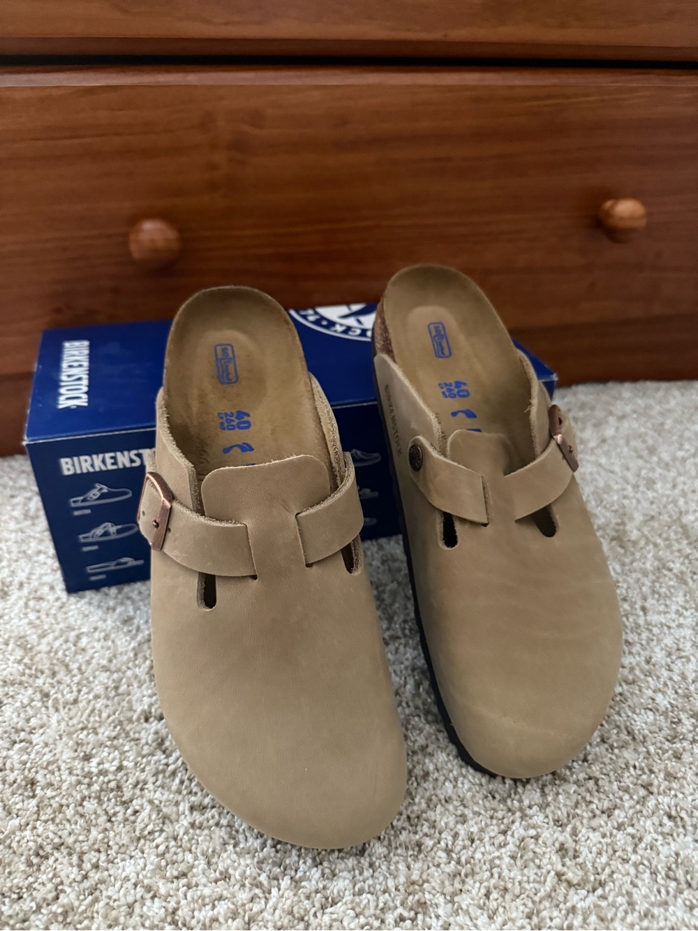 **NWT** Birkenstock Boston Soft Footbed Oiled Leather Tobacco - Size 40 Narrow